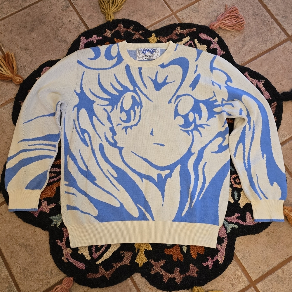 🔥🔥Only Curse Sailor Moon Blue and White Graphic Sweater🔥🔥